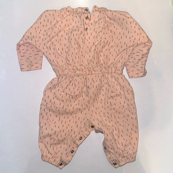 Jessica Simpson 3-6M Girls Graphic Print Tassel One Piece Outfit - Pink & Tan - Picture 2 of 4